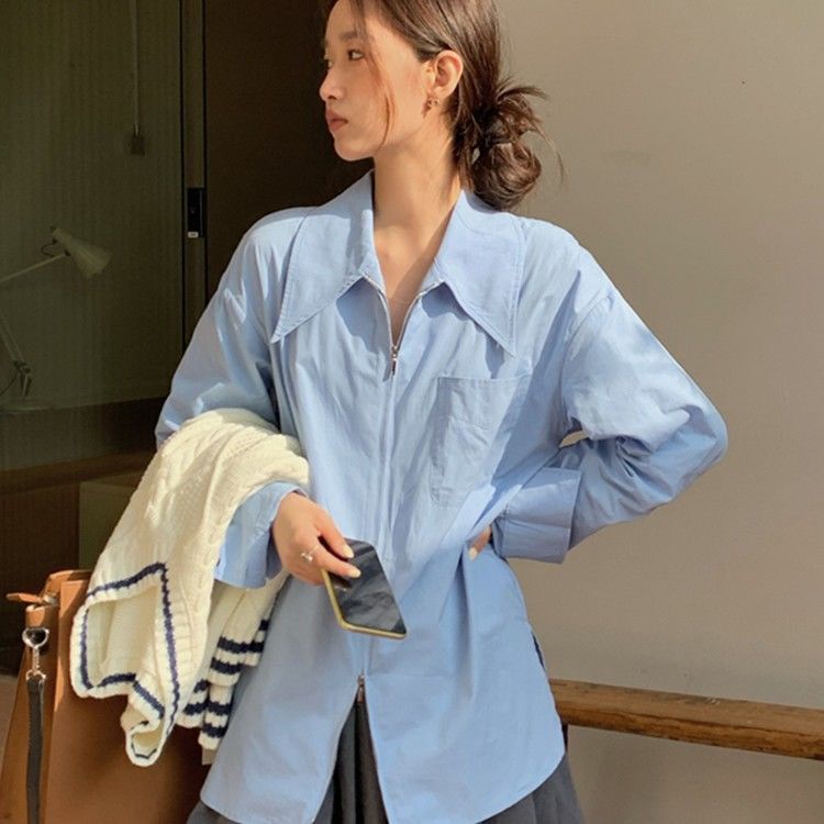 TIANLEYU Áo Sơ Mi cotton chiffon Phong Cách Hàn Quốc Cơ Bản Dành Cho Nữ Hàn Quốc ins Trendy Korean Style Mx220206 36Z230909