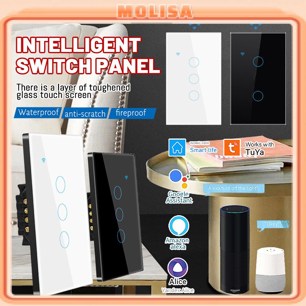 Công Tắc Cảm Ứng Gắn Tường Thông Minh Điều Khiển Từ Xa Bằng Ứng Dụng 1 / 2 / 3 / 4 Cho Alexa Và Google Home