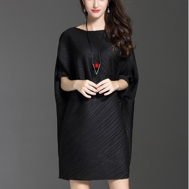 Issey Miyake Đầm Dáng Rộng Tay Cánh Dơi Phong Cách Âu Mỹ Thời Trang Mùa Thu 2023 Cho Nữ