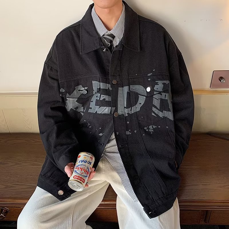 Áo Khoác Denim Dáng Rộng Phong Cách Thời Trang Đường Phố Mỹ