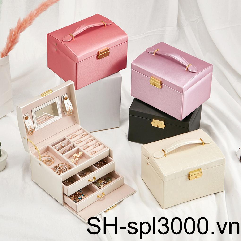 Hộp Ba Tầng Bằng Giấy Đựng Trang Sức Vòng Cổ Nhẫn Bông Tai Vòng Tay