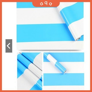 Decal giấy dán tường sọc trắng xanh (khổ rộng 45cm).aqa
