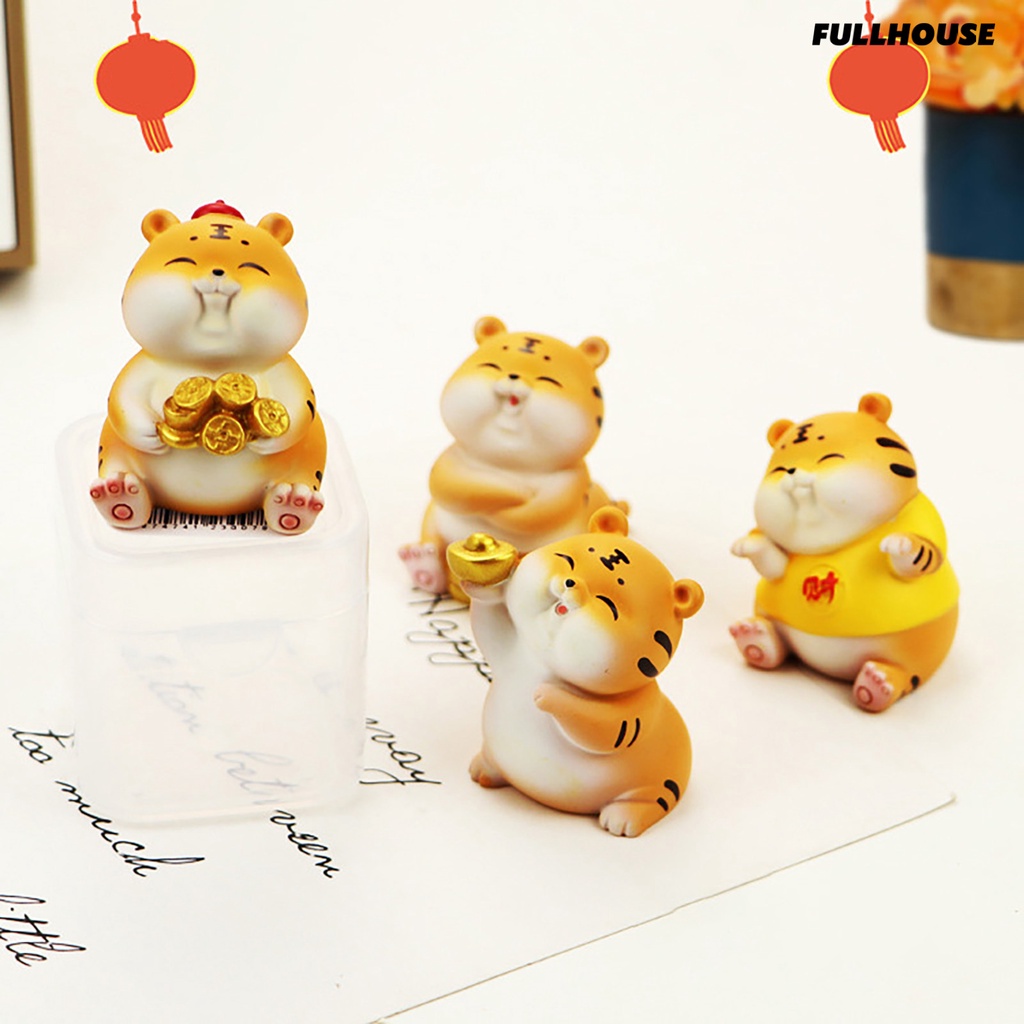 ☀Mô Hình Hổ Hoạt Hình Mini Bằng Nhựa Resin Để Bàn Trang Trí