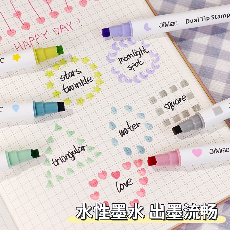 Bộ 6 Bút Đánh Dấu Hai Đầu Nhiều Màu Sắc Dùng Vẽ Tranh Trang Trí DIY Dành Cho Trẻ Em