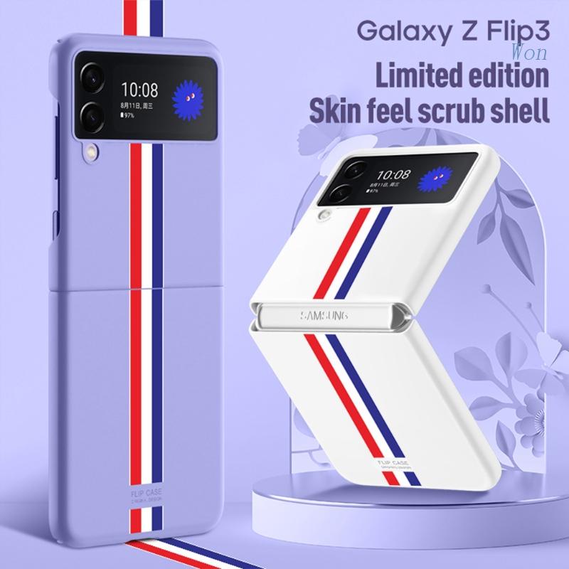 Bao Da Điện Thoại Won Z Flip3 Gọn Nhẹ Chống Rơi Chống Dấu Vân Tay Họa Tiết Kẻ Sọc Cổ Điển 6