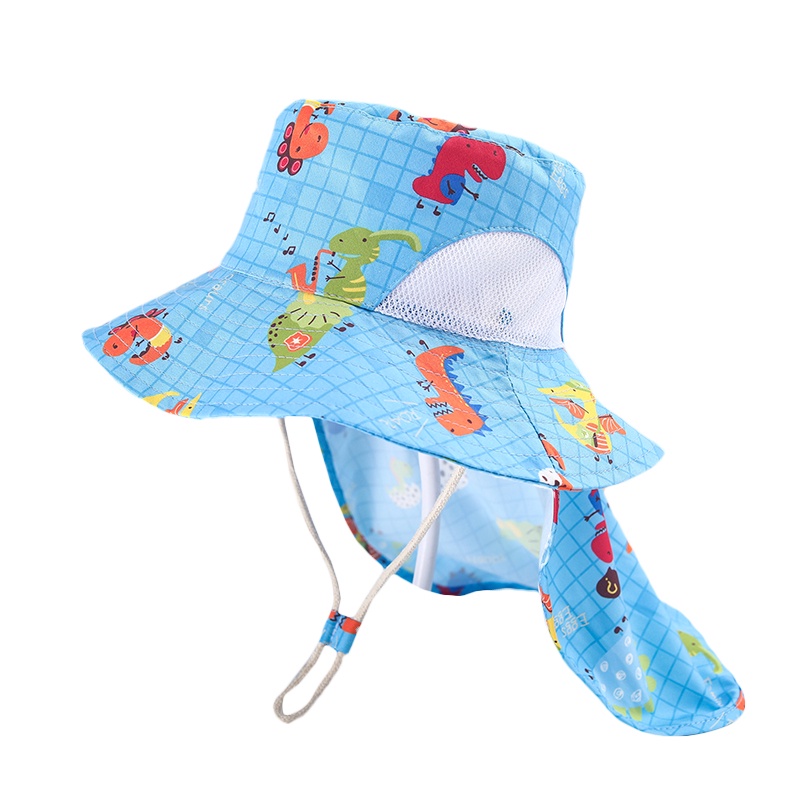Mũ Chống Nắng Đi Biển Vành Rộng Họa Tiết Khủng Long Hoạt Hình Thời Trang Mùa Hè Cho Bé Trai