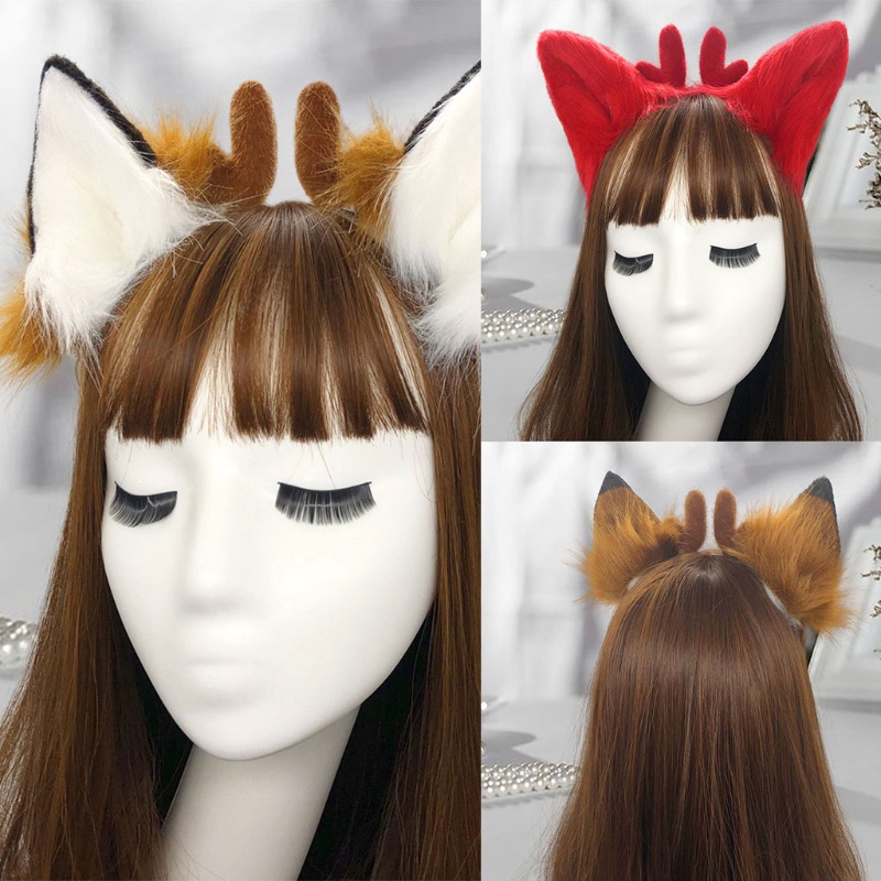 Băng Đô Cài Tóc Hình Sừng Hươu Giả Dễ Thương Cho Nữ