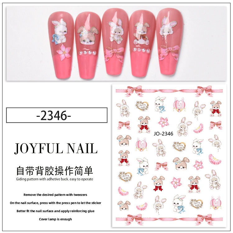 Miếng Dán Tăng Cường Móng Tay Hình Thỏ Lolita 2023