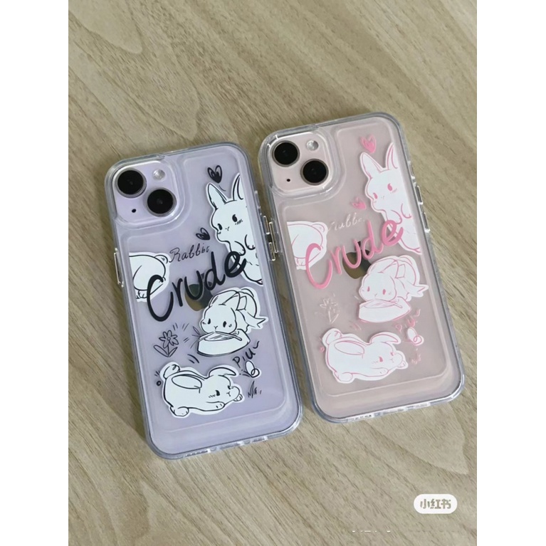 ✅Ốp Điện Thoại Trong Suốt In Hình Thỏ Và Sách Nhỏ Dễ Thương Cho iPhone 14 13Pro 12 / 11 6XYL