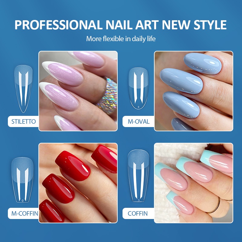 Bộ 24 Móng Tay Giả Trong Suốt Bảo Vệ Toàn Diện