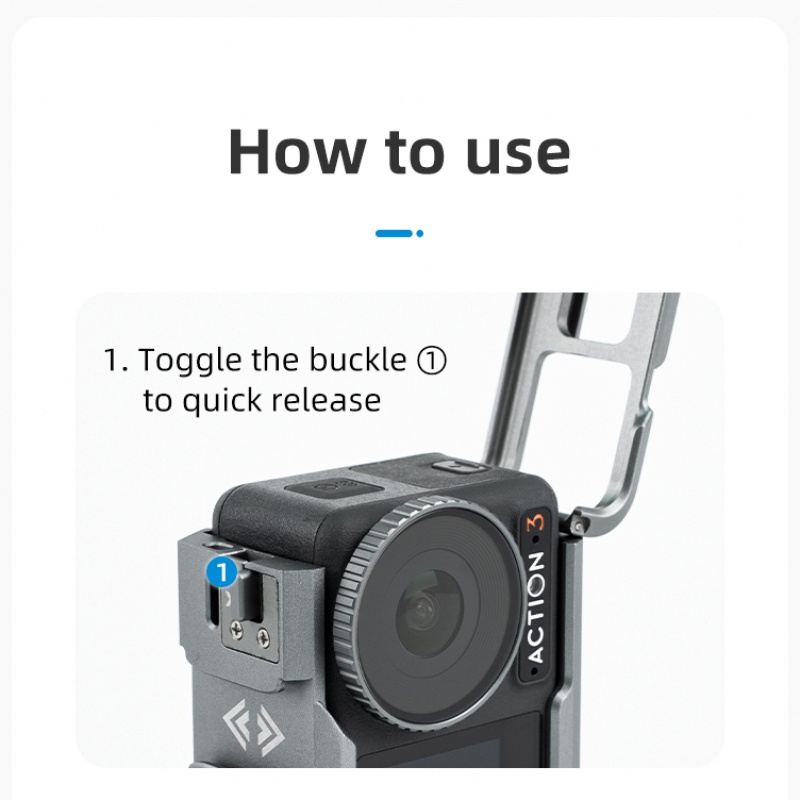 TELESIN Aluminium Alloy Frame Case For DJI Action 3 Shoot Vertically Dual Cold shoe Protective shell For DJI Action 3 Accessorie