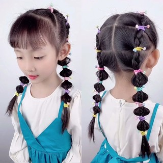 Set 10 Dây Cột Tóc Co Giãn Đính Hạt Đỏ Dễ Thương Dành Cho Trẻ Em