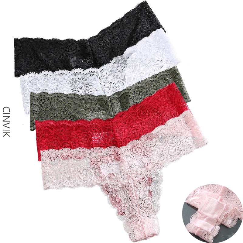 Quần Lót Cotton Lưng Thấp Phối Ren Không Đường May Quyến Rũ Cho Nữ