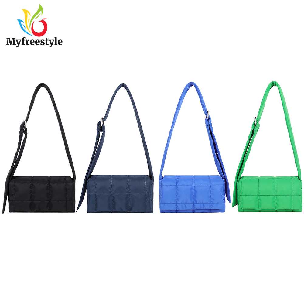 Túi Đeo Chéo Đệm Cotton Nylon Màu Trơn Thời Trang Mùa Đông Dành Cho Nữ