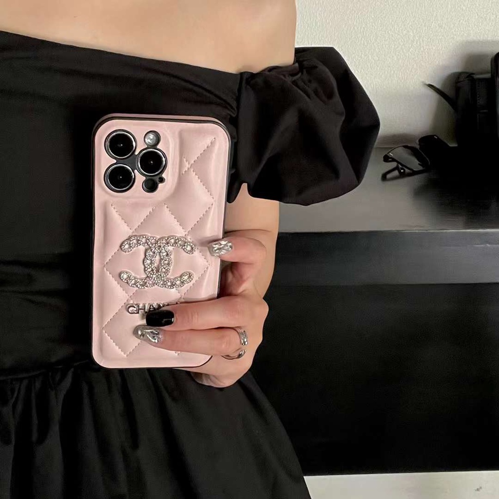 Ốp Điện Thoại Da In logo Kim Cương Cho iPhone 14 13 12 11 Pro Max iPhone 13 Pro Max