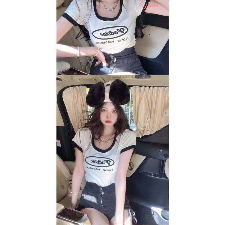 Áo Thun Ngắn Cổ Tròn In Chữ Thời Trang Mùa Hè Quyến Rũ Cho Nữ