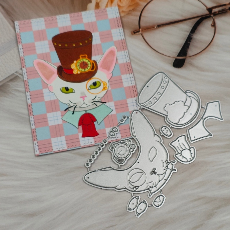 Khuôn Cắt Giấy Kim Loại Trang Trí Hình Mèo Ngộ Nghĩnh