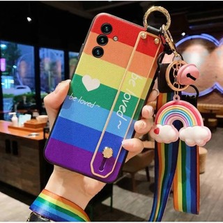 Ốp Điện Thoại Họa Tiết Cầu Vồng Có Dây Đeo Cho Samsung S8 S9 S22 S10 5G S10 PLUS S20 ULTRA NOTE 8 9 10 Mờ / Matte