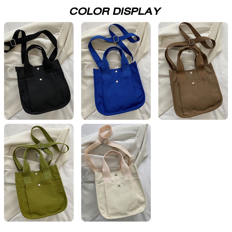 MISCHA Túi Đeo Vai Hình Vuông Cỡ Nhỏ Bằng Vải Bạt Màu Trơn Phong Cách Nhật Bản Hàng Mới Dành Cho Bạn Nữ