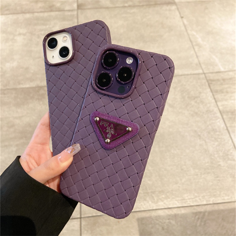 Prada For Iphone 14 12 13 Pro Max 14pro 11 ProMax 13Pro Purple Advanced Sense Triangle Phone Case for Iphone 12 13 14 12 Pro 11 Pro Max Phone Cases Back Cover
