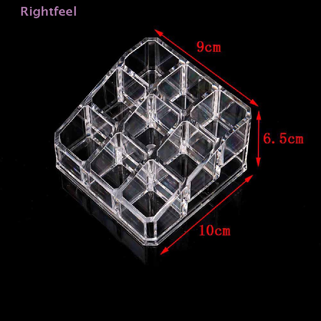 Rightfeel Clear Acrylic 9 Lip Holder Display Cosmetic Organizer Makeup Case Storage New
