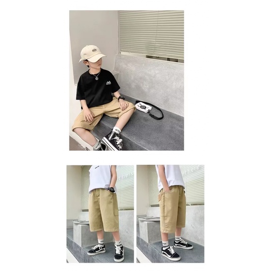 Quần Short Kaki Dáng Rộng Phong Cách Hàn Quốc Thời Trang Xuân 2023 Cá Tính Cho Bé Trai
