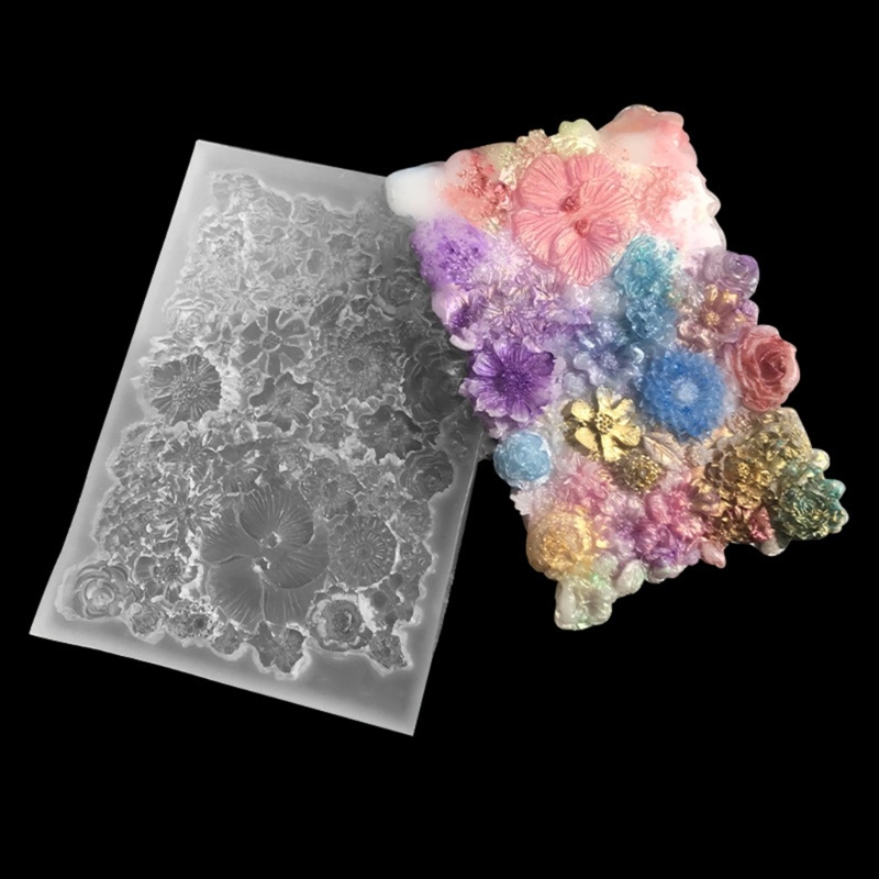 Khuôn Silicone Làm Gương Trang Trí Thủ Công Hình Hoa