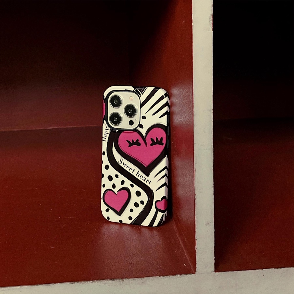 Ốp Điện Thoại TPU PC Silicon Chống Rơi Chống Sốc Hình Trái Tim Màu Đen Cho iPhone 14 13 12 11 Pro Max