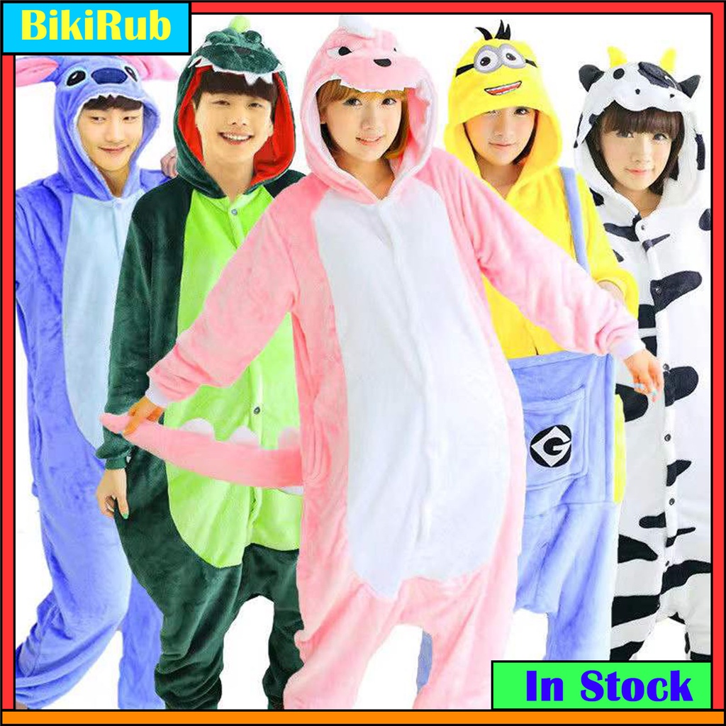 Bộ Đồ Ngủ Liền Thân Hóa Trang Khủng Long Hoạt Hình Bằng Flannel Dành Cho Nam Nữ