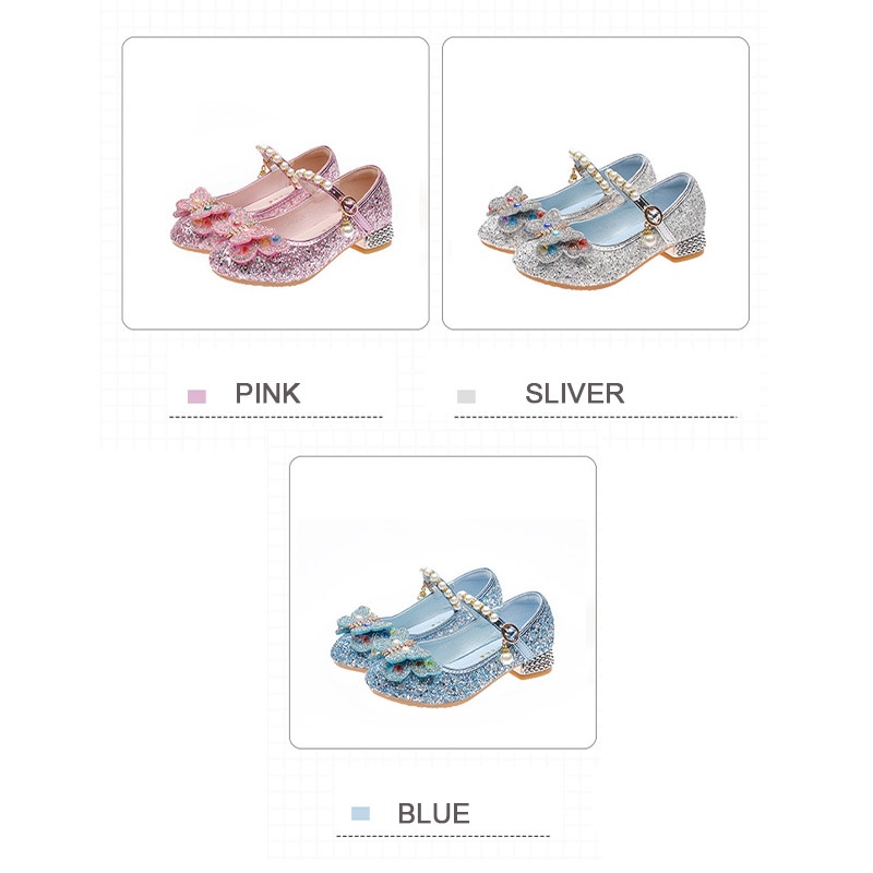 Bololo Dép Cao Gót Đính Pha Lê Họa Tiết Bướm Xinh Xắn Thời Trang Cho Bé Gái