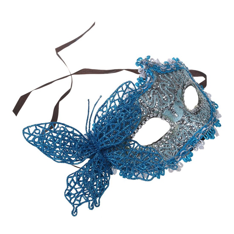 Bộ 2 Mặt Nạ Ren Gợi Cảm Màu Xanh Dương Dùng Cho Lễ Hội Hóa Trang