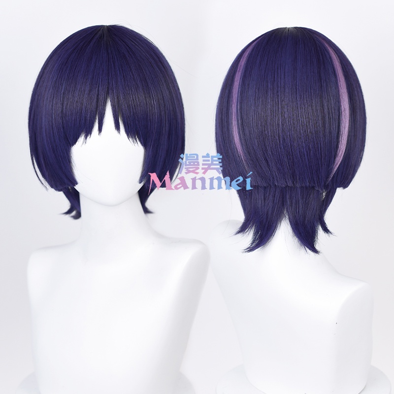 Genshin Impact Scaramouche Cosplay Wig Blue Purple Black Wigs 80cm Hair extensions Heat Resistant Synthetic Wigs Halloween