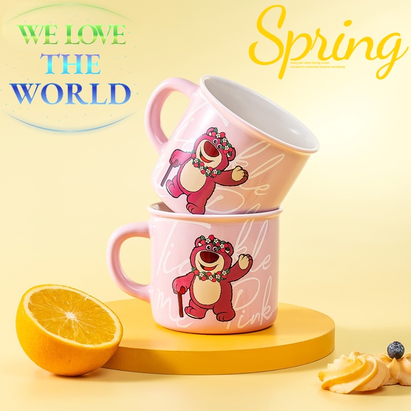 Disney Bộ 2 Cốc Sứ Cao Cấp Họa Tiết Gấu Dâu Tây Dễ Thương Cho Cặp Đôi Graby2023