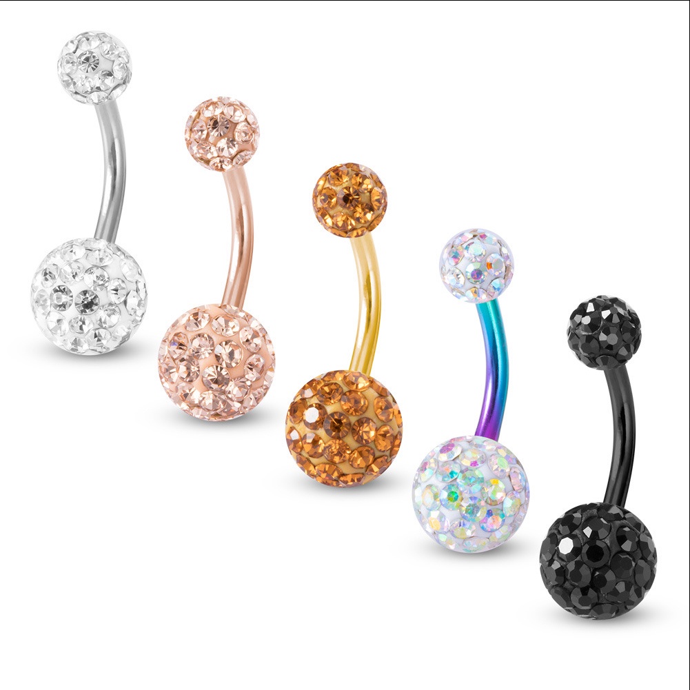 Khuyên Xỏ Lông Mày Đính Đá Zircon Bằng Thép Không Gỉ Thời Trang