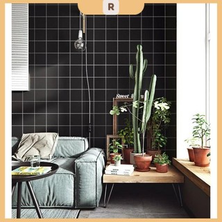 Decal dán tường ô kẻ caro đen lớn khổ 45cm (giá bán 1m)