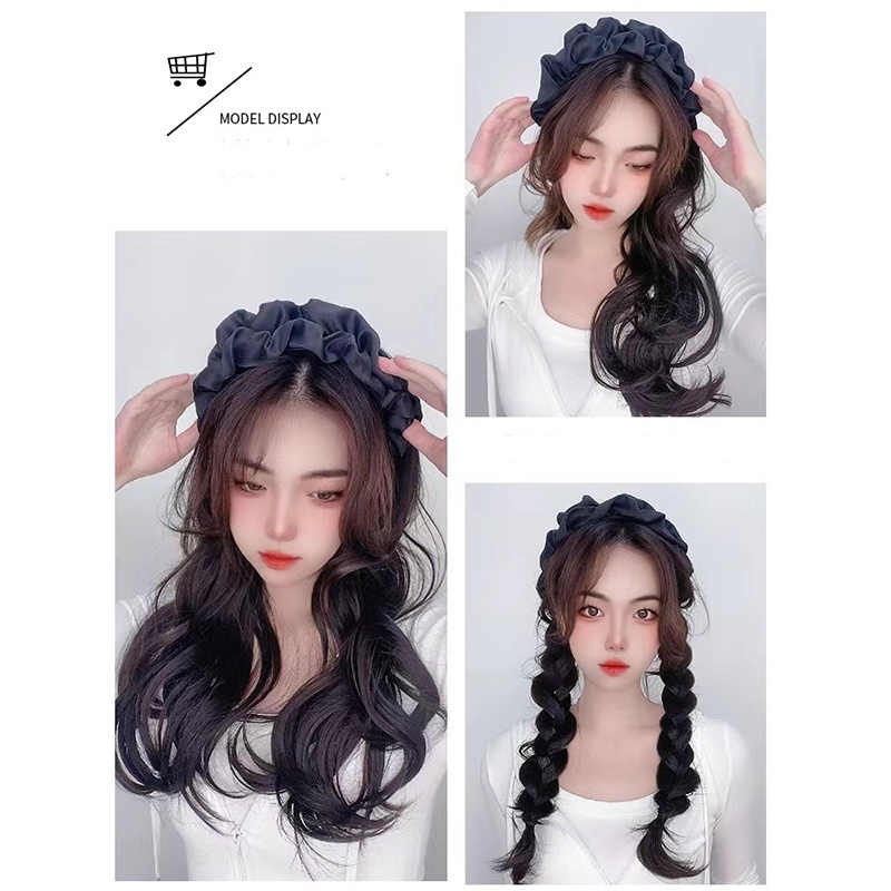 Bộ Tóc Giả Dài Xoăn Chữ U Màu Đen Thời Trang Cho Nữ