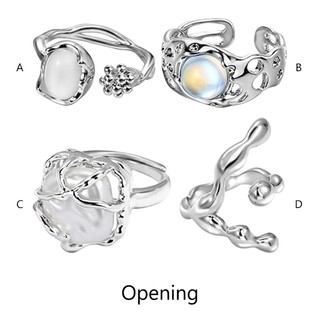 Nhẫn Mạ Vàng / Bạc 2K Đính Đá Opal Độc Đáo Phong Cách Boho