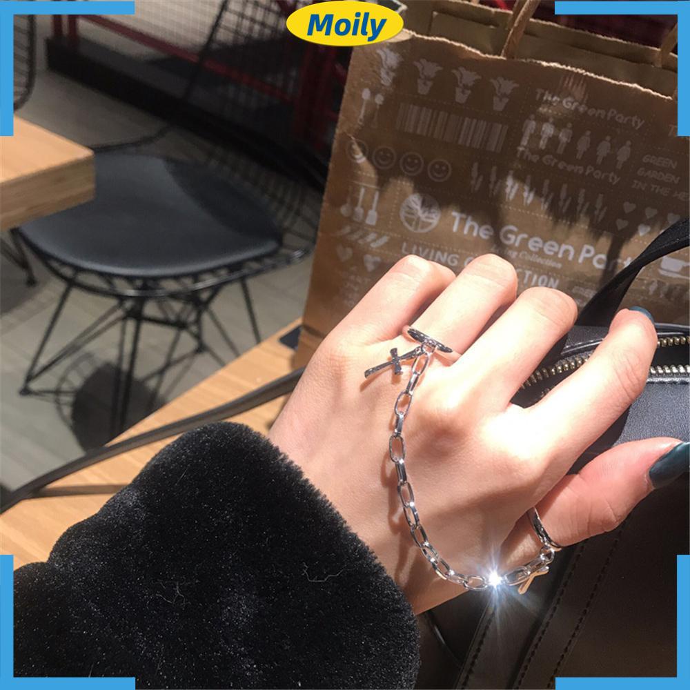 Nhẫn thiết kế dây chuỗi họa tiết thánh giá có thể tùy chỉnh phong cách punk vintage hip hop