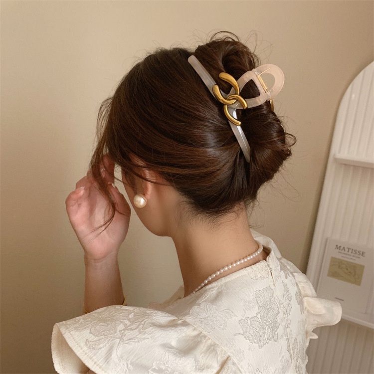 Kẹp Tóc Cỡ Lớn 13cm In Chữ Phong Cách Hàn Quốc Cổ Điển Thời Trang Cao Cấp Cho Nữ