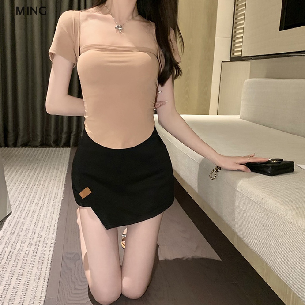 Chân Váy Mini Lưng Cao Màu Trơn Thời Trang Mùa Xuân 2023 Quyến Rũ Cho Nữ