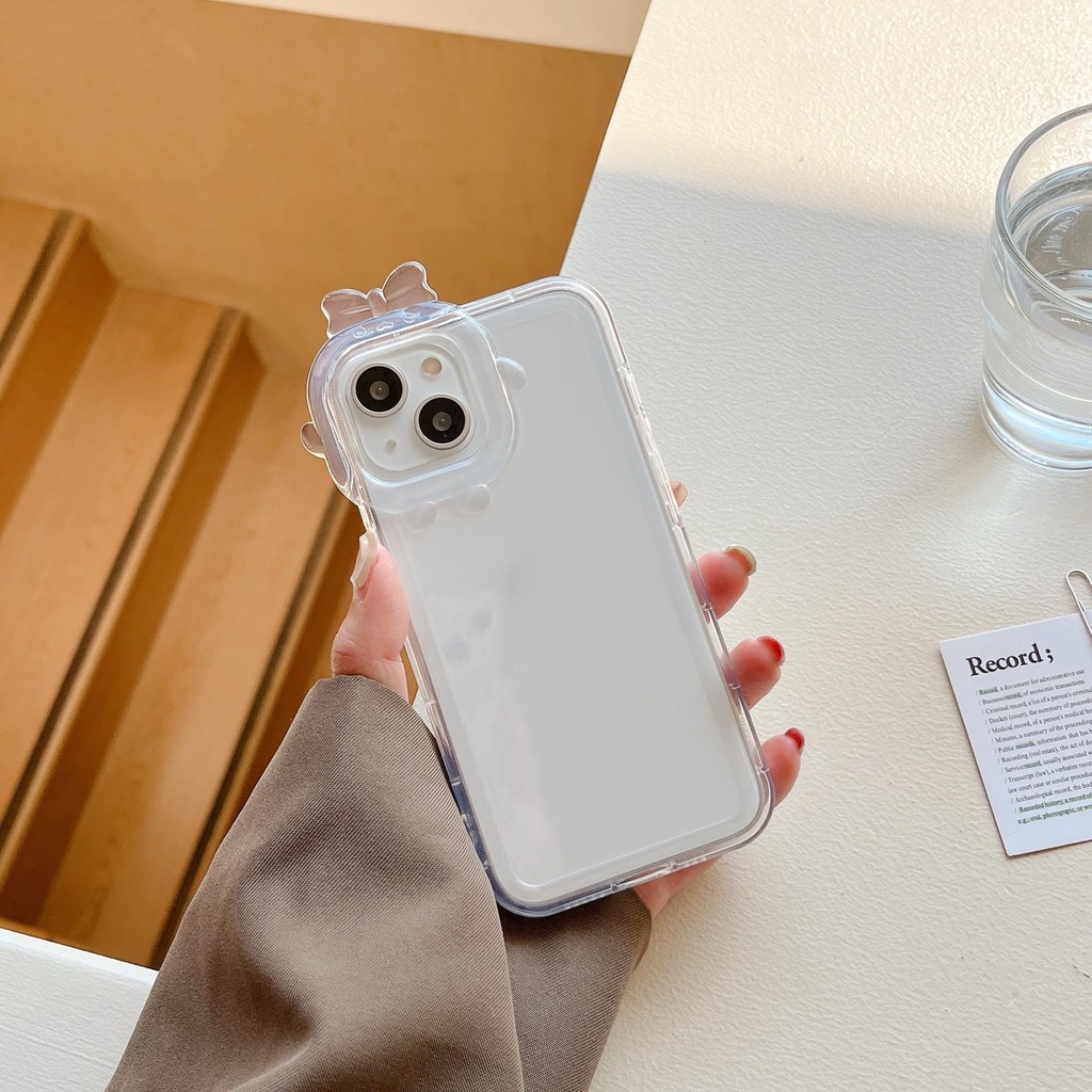 Ốp Điện Thoại TPU Dẻo Trong Suốt Họa Tiết Hoạt Hình 3D Đơn Giản Chống Rơi Cho iPhone 14 13 12 11 PRO MAX XS XR 7 8 Plus