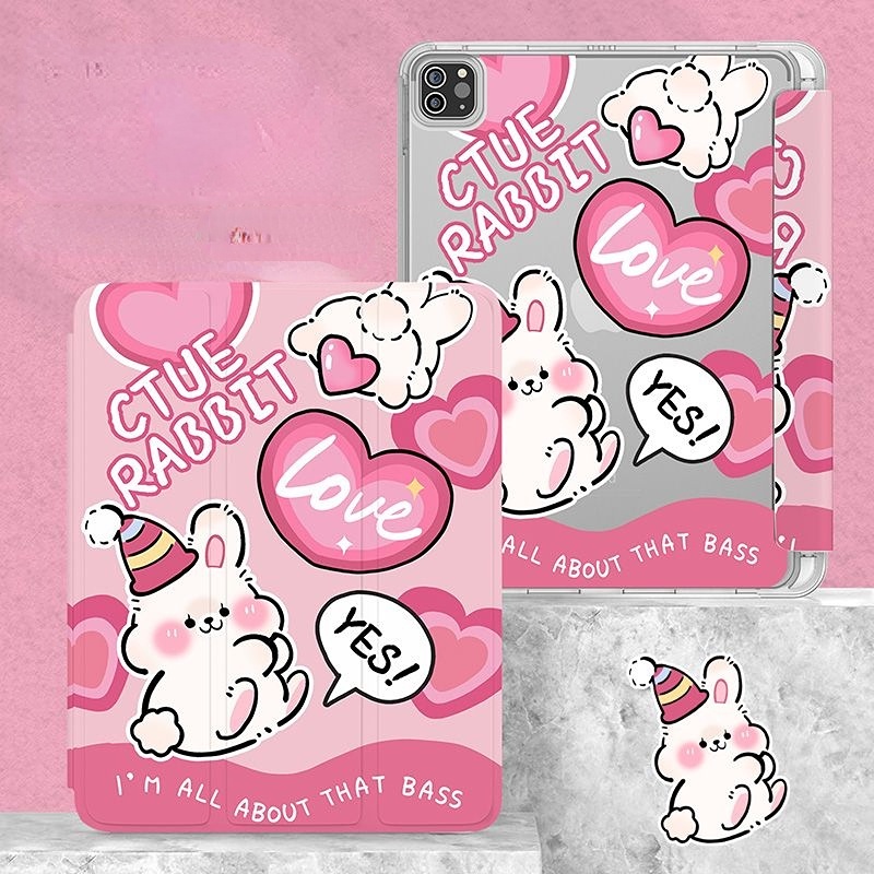 Ốp Máy Tính Bảng TPU Hình Thỏ Cho iPad 7th / 8th / 9th gen 10.2 10.5 Air3 / iPad 9.7gen5 / 6 iPad Pro11 2020 / 2021 air4 / 510.9 mini 4 5 mini6 Giá Đỡ