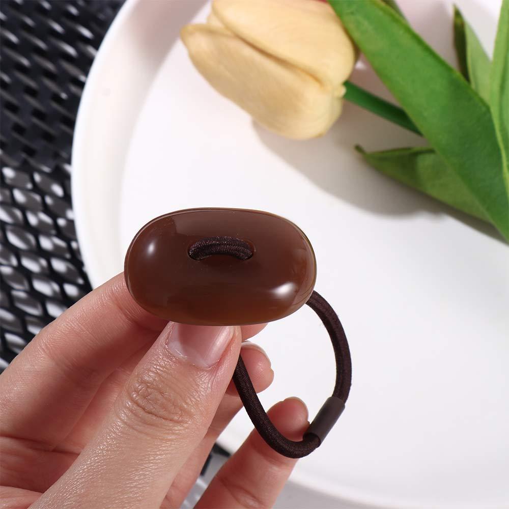 LOMBARD Dây Buộc Tóc Cao Su Màu Đen Đính Đá Thời Trang Cho Nữ