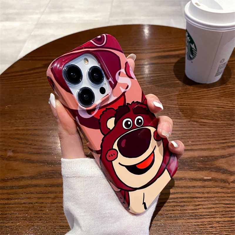 Ốp Điện Thoại Nhựa Cứng In Hình Gấu Dâu Tây Cho iphone 14 13 12 11 Pro Max Xs Max Xr X 7 8 Plus 7plus 8Plus