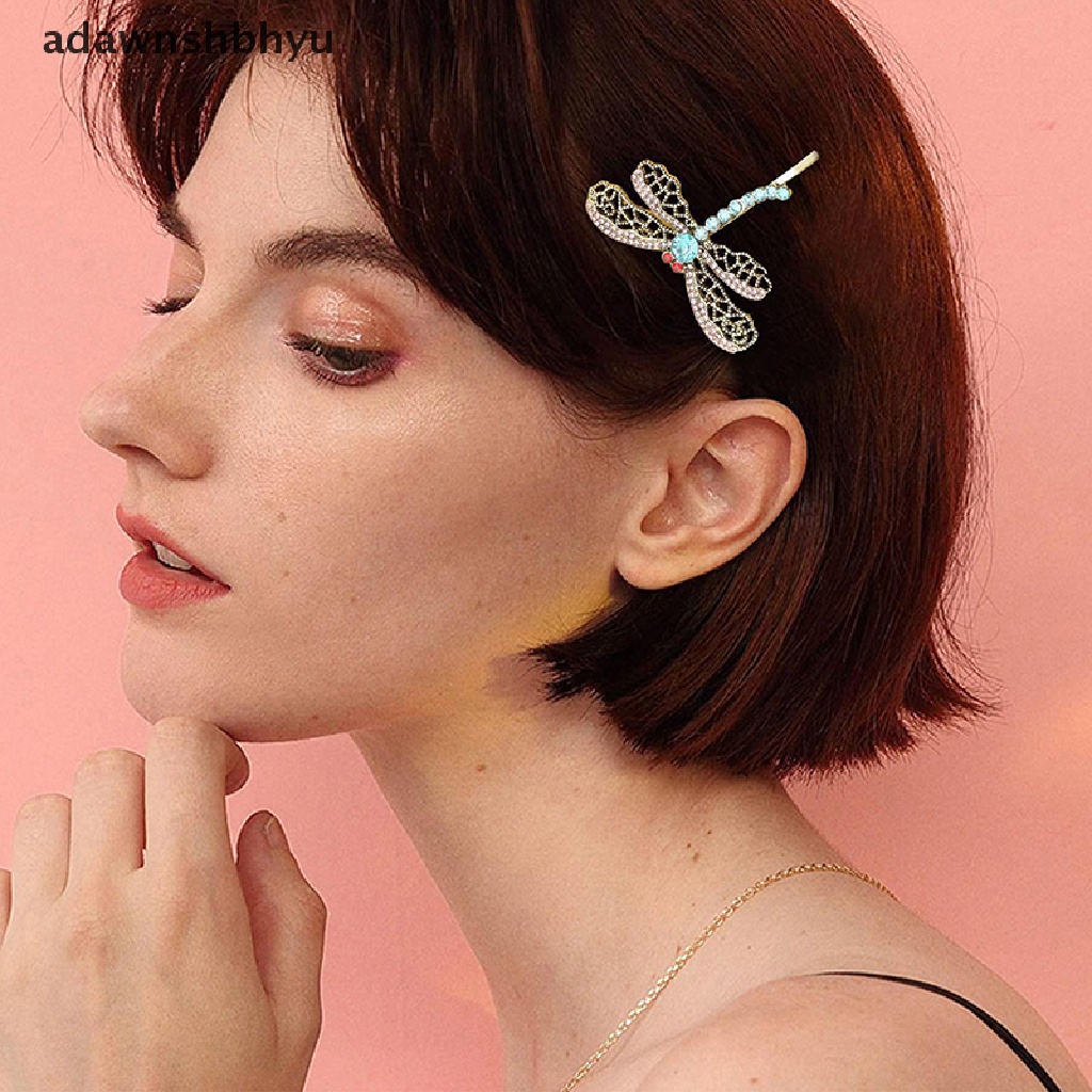 1 Kẹp Tóc Hình Chuồn Chuồn Đính Đá Phong Cách Retro