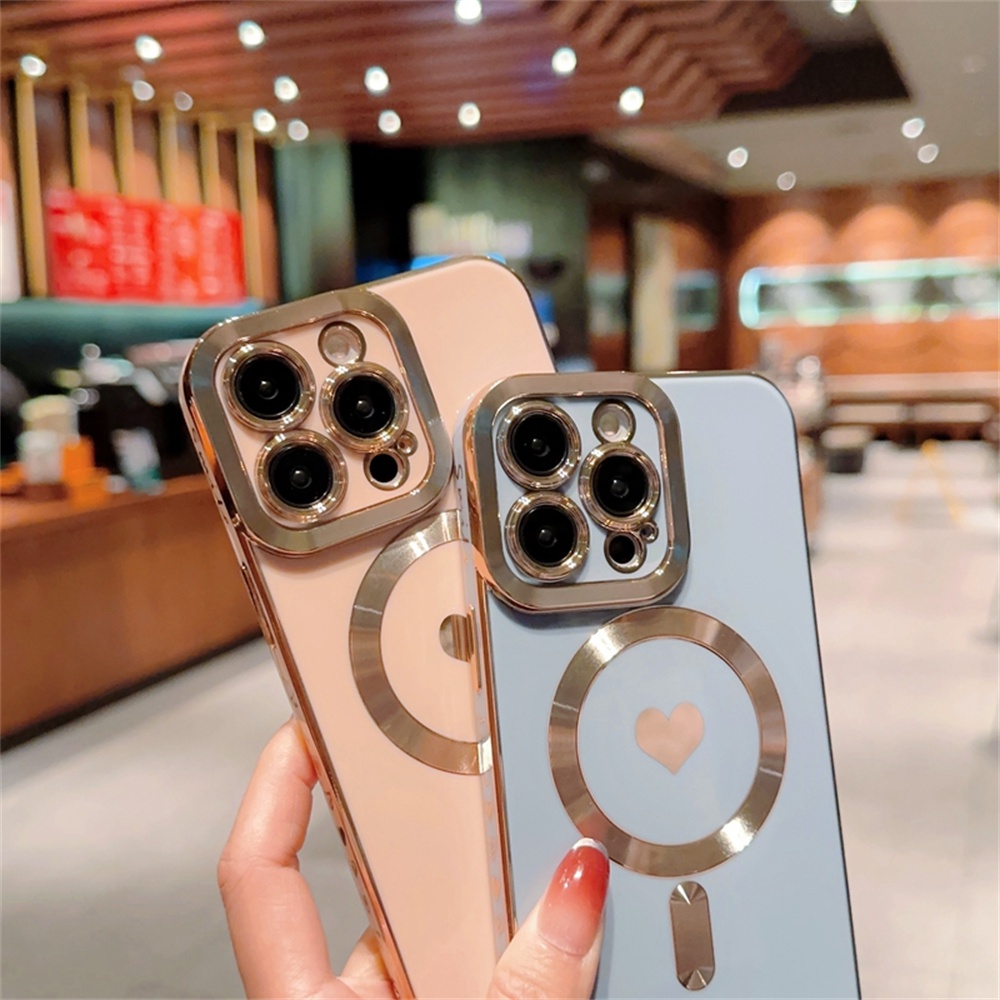 Ốp Điện Thoại Dẻo Họa Tiết Trái Tim Xinh Xắn Chống Sốc Cho iPhone 14 13 12 11 Pro Max