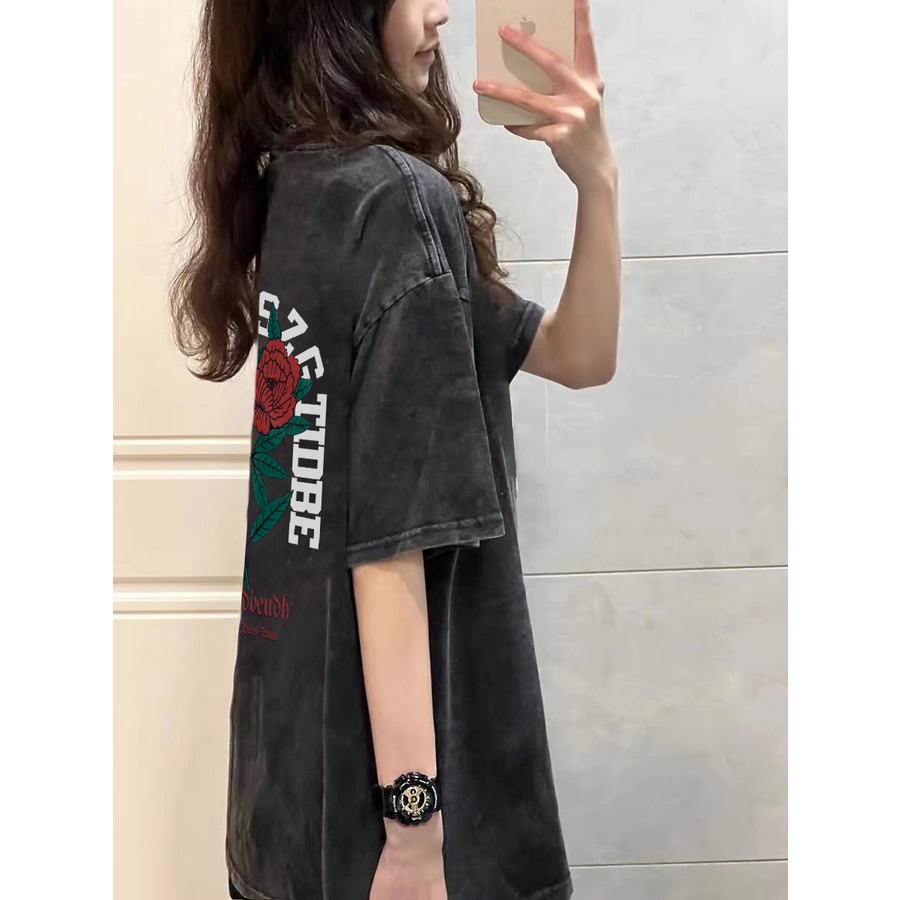 NRVP Áo Thun 100% Cotton Tay Ngắn Dáng Suông In Họa Tiết Hoạt Hình Phong Cách Hàn Quốc Cho Nữ