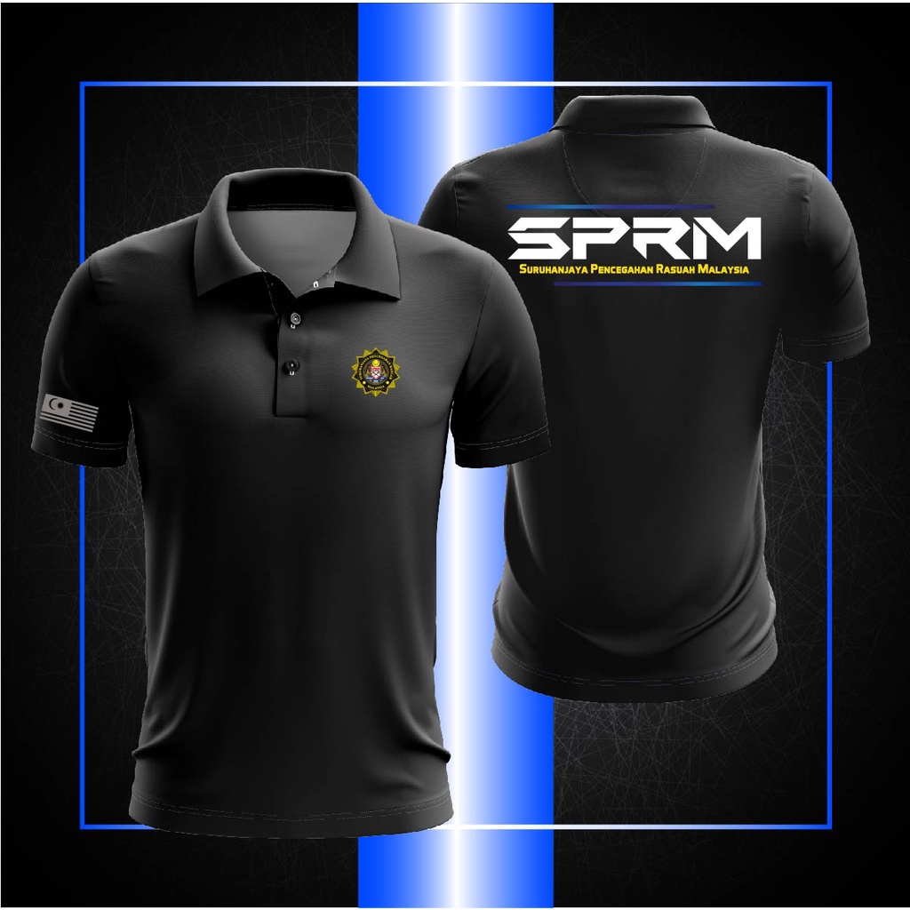 Áo Thun BAJU SPRM TSHIRT FRONTLINER MALAYSIA T SHIRT Màu Xanh Nước Biển Đen Cổ Áo
