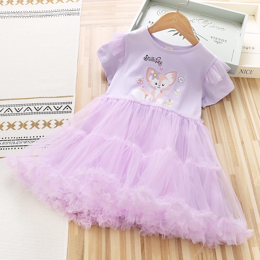 váy bé gái mùa hè ,bộ mùa hè cho bé gái,đầm Lina Belle cho bé gái,Đầm Công Chúa Ngắn Tay In Hoạt Hình Thời Trang Mùa Hè Cho Bé Gái