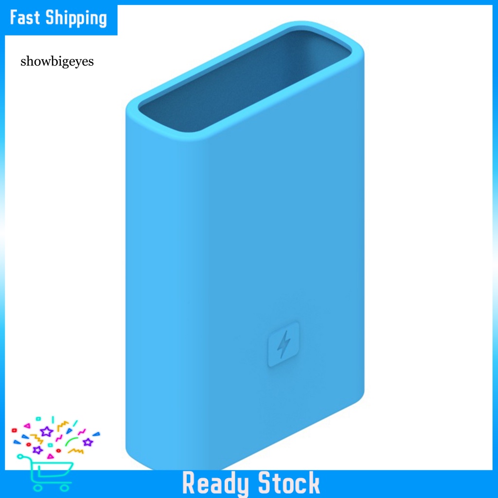 Vỏ Bọc Pin Sạc Dự Phòng Xiaomi 10000mAh Bằng Silicon Chống Bụi Chống Rơi Màu Trơn Có Tay Cầm